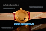 Rolex Cellini Time Asia 2813 Automatic Yellow Gold Case with Red Dial and Stick Markers