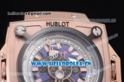 Hublot Masterpiece MP 08 Antikythera Sunmoon Asia 2813 Automatic Rose Gold Case Skeleton Dial Blue Leather Strap and White/Rose Gold Markers