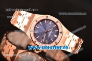 Audemars Piguet Royal Oak 33MM Miyota Quartz Rose Gold Case/Bracelet with Blue Dial Stick Markers and Diamonds Bezel (EF)