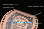 Richard Mille RM52-01 AN CA-CE Swiss ETA 2671 Automatic Rose Gold Case with Black Rubber Bracelet White Markers and Skeleton Dial - 1:1 Original