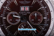 Breitling Bentley 6.75 Big Date Automatic Silver Case with Brown Dial and SS Strap