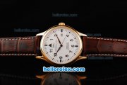 IWC Schaffhausen Mark XV Automatic Movement Rose Gold Case with White Dial and Black Numeral Marker-Brown Leather Strap