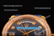 Rolex Day-Date Asia Automatic Yellow Gold Case with Diamonds Markers Blue Dial - Diamonds Bezel (BP)