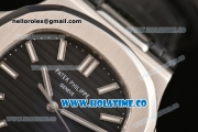 Patek Philippe Nautilus Miyota 9015 Automatic Steel Case with White Stick Markers and Black Dial (BP)