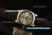Rolex Cellini Swiss Quartz Steel Case with Cyan Dial and Black Leather Strap-Numeral Markers