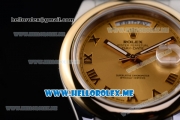 Rolex Day-Date II Asia Automatic Two Tone Case/Bracelet with Yelow Gold Dial and Roman Numeral Markers