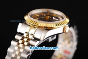 Rolex Datejust Swiss ETA 2836 Automatic Movement Two Tone with Gold Bezel-Grey Dial and Gold Stick Markers-18K Gold Never Fade