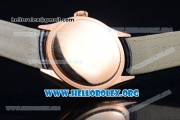 Rolex Cellini Time Clone Rolex 3132 Automatic Rose Gold Case with Black Dial and Black Leather Strap - 1:1 Origianl (BP)