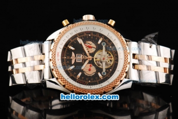 Breitling For Bentley Motors Automatic Movement Honeycomb Bezel with Black Dial and Steel Case-Two Tone Strap