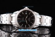 Omega Deville CO-AXIAL Swiss ETA 2836 Automatic Movement Silver Case with Black Dial and SS Strap