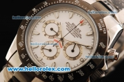 Rolex Daytona Chronograph Miyota Quartz Movement Steel Case with White Dial and Black Bezel - Two Tone Strap