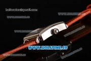 Minorva Swiss Tourbillon Manual Winding Steel Case with White Dial Orange Leather Strap and Blue Roman Numeral Markers