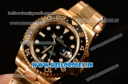 Rolex GMT-Master II Swiss ETA 2836 Automatic Yellow Gold Case With Ceramic Bezel Black Dial 116718 BK