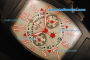 Franck Muller Chronograph Quartz Movement PVD Case with White Dial and Black Rubber Strap-7750 Coating Case