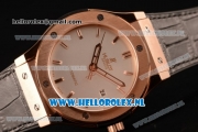 Hublot Classic Fusion 9015 Auto Rose Gold Case with White Dial and Black Leather Strap