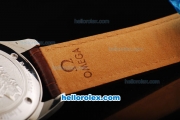 Omega Seamaster Automatic Movement Swiss Coating Case with White Dial and Brown Leather Strap