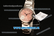 Cartier Ballon Bleu De Medium Swiss ETA 2671 Automatic Steel Case Pink Dial Roman Numeral Markers and Steel Bracelet - 1:1 Original