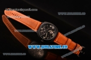 Panerai PAM 348 Radiomir Tourbillon GMT Ceramica Lo Scienziato Manual Winding PVD Case with Skeleton Dial Brown Leather Strap and Stick/Arabic Numeral Markers (GF)