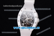 Richard Mille RM 038 Miyota 9015 Automatic Steel Case with Skeleton Dial Dot Markers White Ceramic Bezel and White Rubber Strap