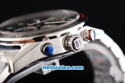 Tag Heuer Carrera Calibre 16 Swiss Valjoux 7750 Automatic Movement Full Steel with Black Dial and Silver Numeral Markers