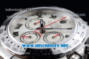 Rolex Daytona Chrono Clone Rolex 4130 Automatic Steel Case with White Dial and Black Leather Strap (EF)