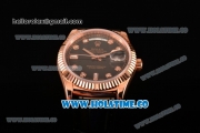 Rolex Day-Date Asia 2813/Swiss ETA 2836/Clone Rolex 3135 Automatic Rose Gold Case with Diamonds Markers and Black Dial (BP)