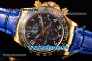 Rolex Daytona Chrono Swiss Valjoux 7750 Automatic Yellow Gold Case with Ceramic Bezel Blue Dial and Arabic Numeral Markers (BP)