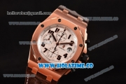 Audemars Piguet Royal Oak Offshore Chronograph Swiss Valjoux 7750 Automatic Rose Gold Case with White Dial and Numeral Markers - 1:1 Best Edition (JF)