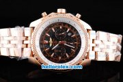 Breitling For Bentley Chronograph Quartz Movement with Black Dial and Rose Gold Honeycomb Bezel-SSband