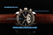 Bvlgari Diagono Chronograph Miyota Quartz Movement Steel Case with Two Tone Dial and Brown Leather Strap