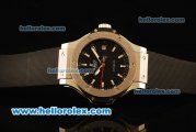 Hublot Big Bang Miyota Automatic Steel Case with Black Grid Dial and Black Rubber Markers-Lady Size