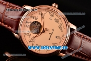 Blancpain Le Brassus Tourbillon Swiss ETA 2824 Automatic Rose Gold Case with Beige Dial and Brown Leather Strap