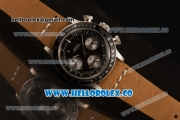 Rolex Daytona Vintage Edition Chrono Miyota OS20 Quartz Steel Case with Black Dial and Brown Leather Strap