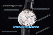 Cartier Ballon Bleu de Cartier Large Swiss ETA 2824 Automatic Steel Case with White Dial Black Leather Strap and Roman Numeral Markers