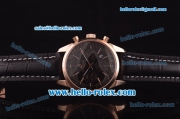 Breitling Transocean Chrono Swiss Valjoux 7750 Automatic Rose Gold Case with Black Dial and Black Leather Strap