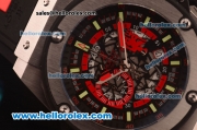 Hublot Big Bang Red Devil Chronograph Quartz Steel Case with Skeleton Dial and Black Rubber Strap-7750 Coating