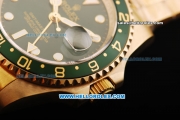 Rolex GMT Master II Swiss ETA 2836 Automatic Movement Full Gold with Green Dial and Bezel - Small Calendar