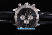 Breitling Chronomat Evolution Automatic Movement with Black Dial and Numeral Marker-Black Leather Strap
