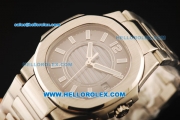 Patek Philippe Nautilus Swiss Quartz Movement Steel Case with White Markers and Steel Strap