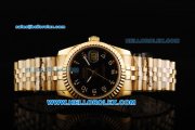 Rolex Datejust Oyster Perpetual Automatic Movement Full Gold with Black Dial and Arabic Numerals