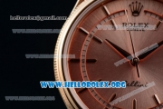 Rolex Cellini Time Clone Rolex 3132 Automatic Rose Gold Case with Rose Gold Dial and Brown Leather Strap - 1:1 Origianl (BP)