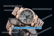 Rolex Day-Date Swiss ETA 2836 Automatic Rose Gold Case with White Dial Diamonds Markers and Rose Gold Bracelet (BP)