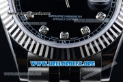 Rolex Datejust II Swiss ETA 2836 Automatic Steel Case with Black Dial Diamonds Markers and Stainless Steel Bracelet (BP)