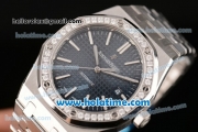 Audemars Piguet Royal Oak Swiss ETA 2824 Automatic Stainless Steel Case with Diamond Bezel Blue Dial and Stick Markers