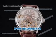 Audemars Piguet Jules Audemars Skeleton Tourbillon Asia ST25 Automatic Steel Case Brown Dial Roman Numeral Markers and Brown Leather Strap