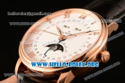 BlancPain Villeret Miyota 9015 Automatic Rose Gold Case with White Dial and Black Leather Strap (ZF)