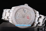 Rolex Day-Date Oyster Perpetual Automatic Full Diamond Bezel and Dial-Big Calendar and Silver Pointer Rolex Day-Date Oyster Perpetual Automatic Full Diamond Bezel and Dial-Big Calendar and Silver Pointer