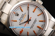 Rolex Milgauss Oyster Perpetual Automatic Movement with White Dial and Orange Stick Marker-SS Strap