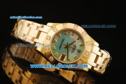 Rolex Datejust Automatic Movement Full Gold with Blue MOP Dial and Diamond Markers/Bezel-ETA Coating Case