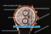 Tag Heuer Carrera Calibre 1887 Automatic Chronograph Miyota Quartz Rose Gold Case with White Dial Arabic Number Markers and Black Rubber Strap